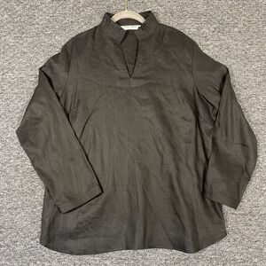 100%‎ Linen Pullover Tunic Top Women 1X Black Lagenlook Old Money Luxury